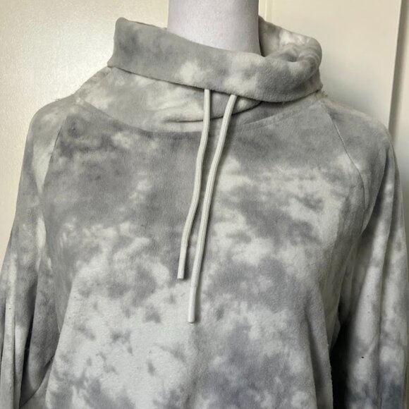 Old Navy Gray Tie Dye Cropped Long Sleeve Pullover Fleece Sweatshirt Size Small - Picture 3 of 12